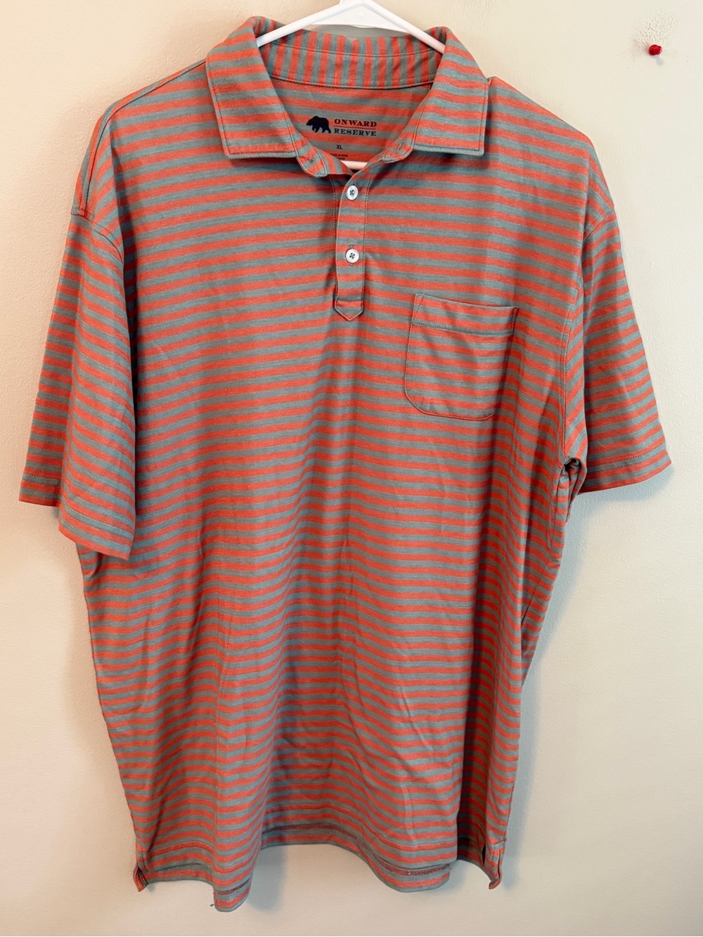 Onward Reserve Men's Orange & Gray Stripe Polo Shirt